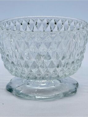 VTG Indiana Glass Clear Diamond Point Fairy Lamp BASE ONLY 2.75" Tall x 3.5" D